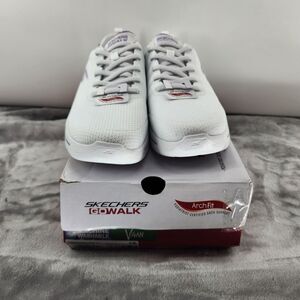 SKECHERS Women's 6.5 White Lavender Go Walk Arch Fit Shoes NWT